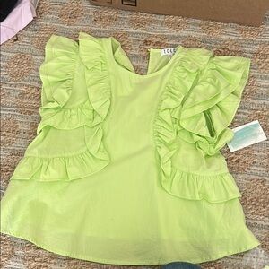 Lime Green Ruffle Blouse